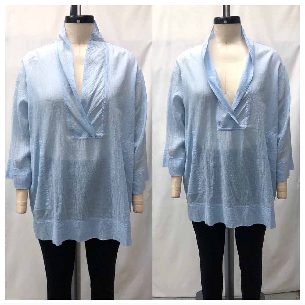 The Vermont Country Store Blue Cotton Blouse - Picture 2 of 16